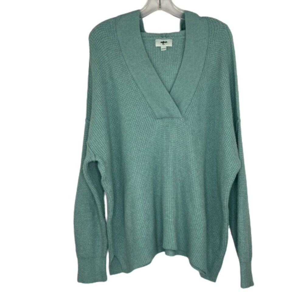 Aerie blue knit sweater with hoodie thermal look size Medium